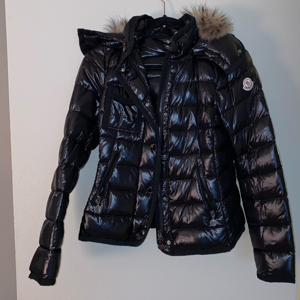 Authentic Moncler Armoise Laque Fox Fur-Trim Puffer Jacket